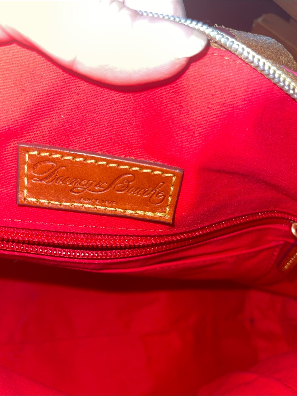 Dooney & Bourke Hot Pink Leather Domed Satchel with Brown leather Handles - Picture 3 of 6